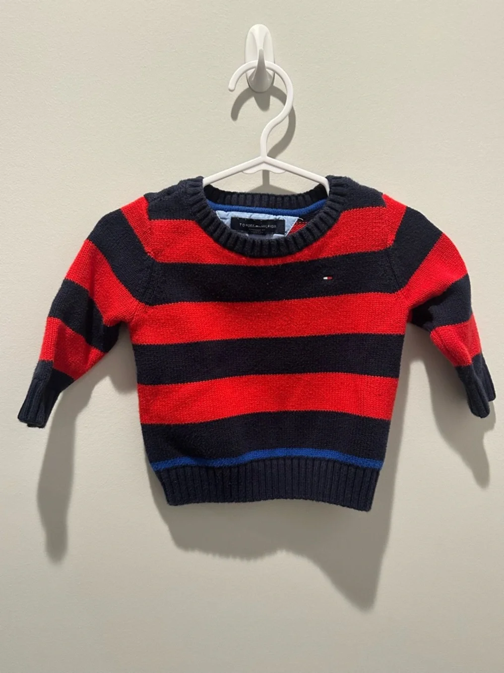 Tommy Hilfiger Baby Red & Navy Striped Knit Sweater